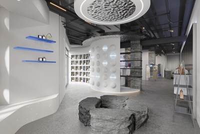 现代潮流服装店 文化石 展示区